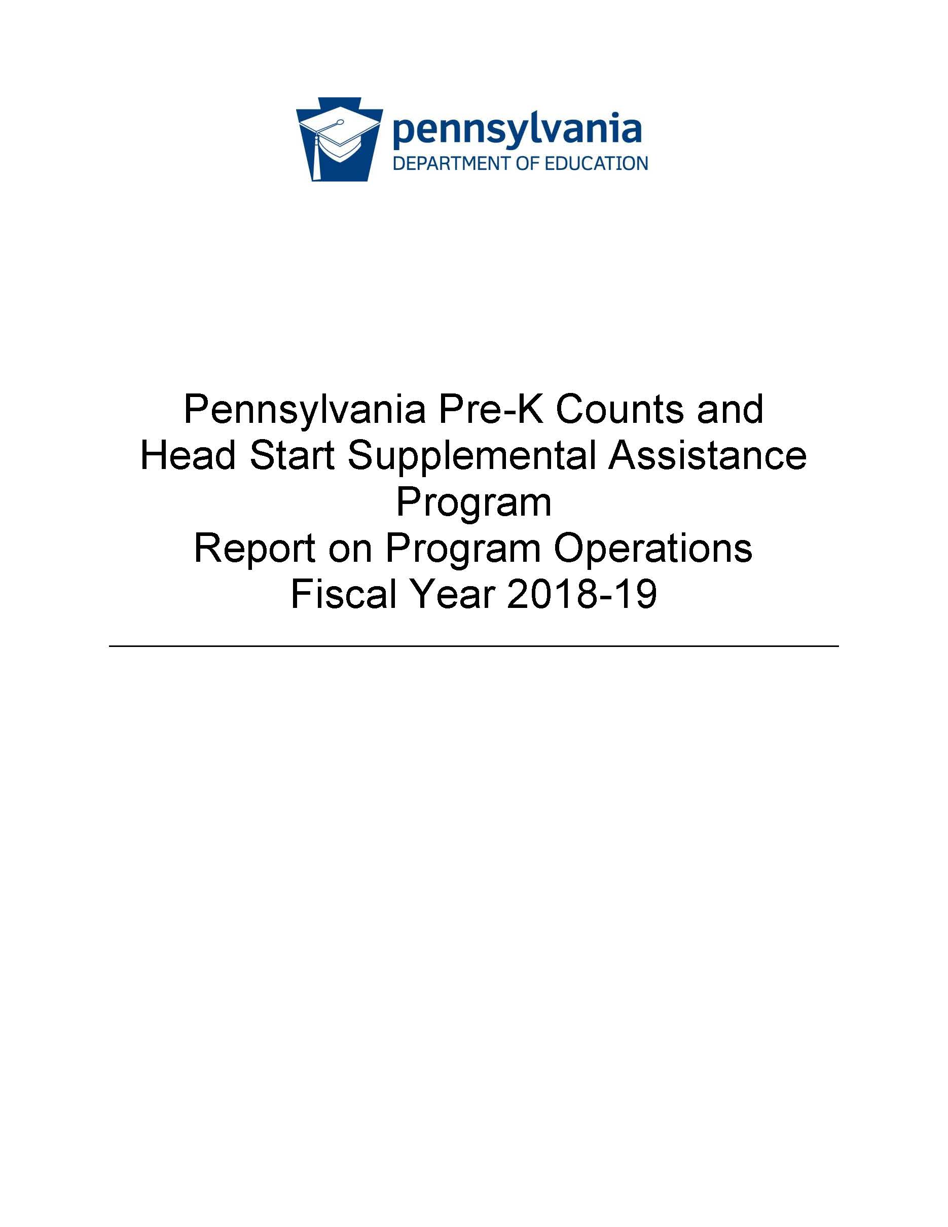 PA PreK Counts (PKC)/Head Start Supplemental Assistance Program (HSSAP