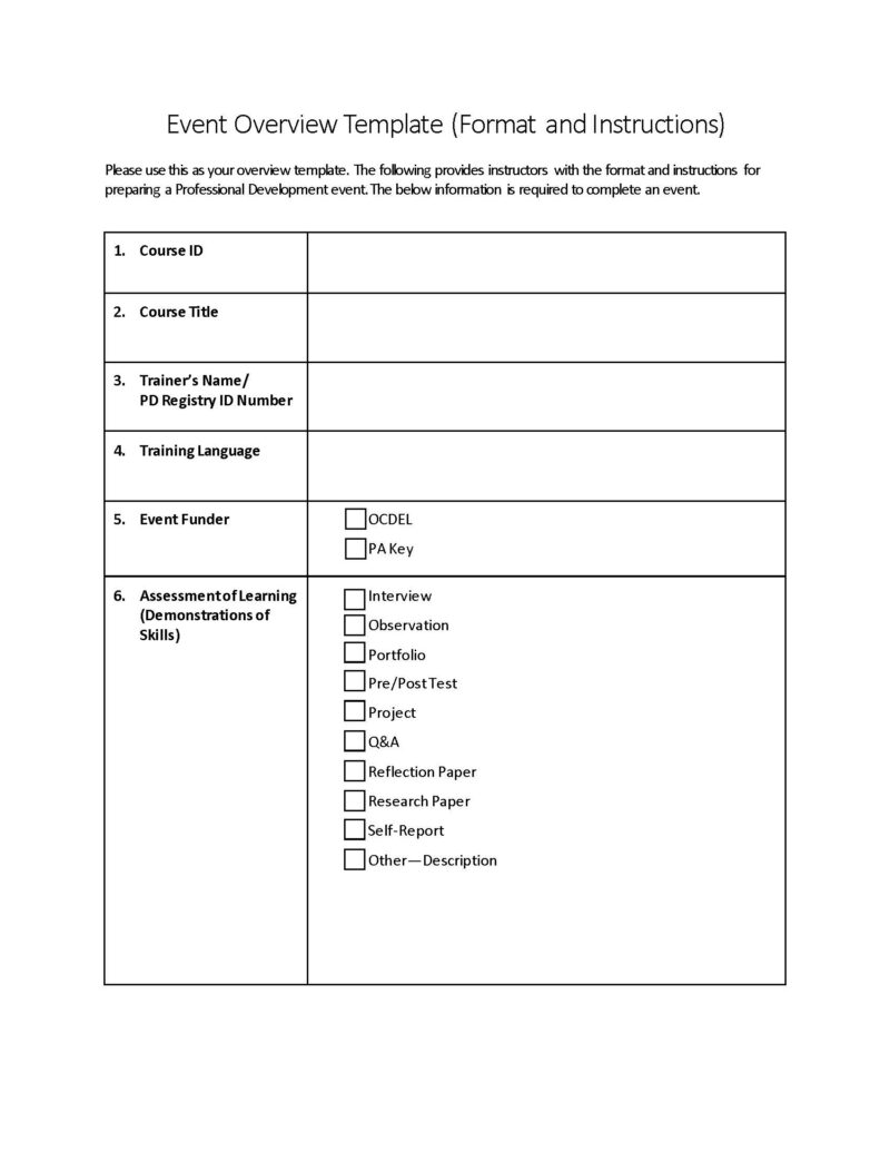 Event Overview Template The Pennsylvania Key