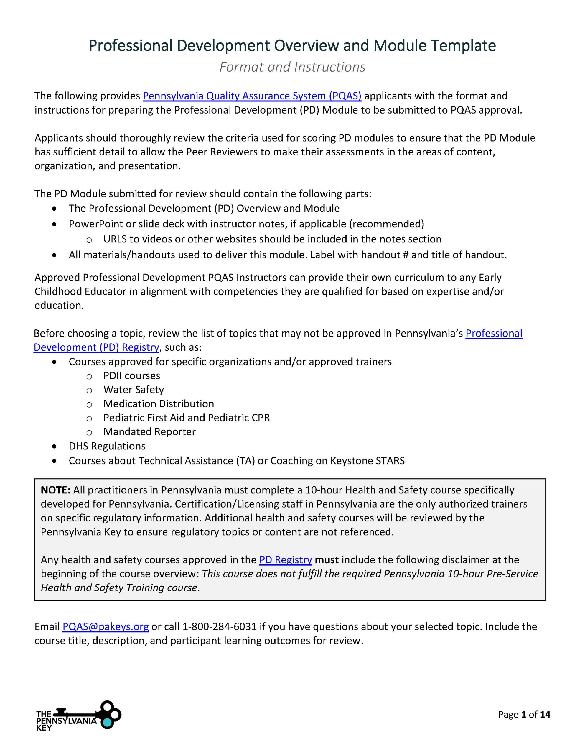 Professional Development Module/Overview – Template - The 