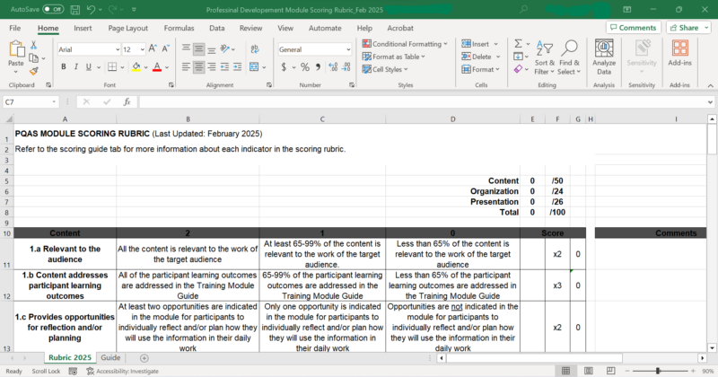Module Rubric Professional Development Module Scoring Rubric - The Pennsylvania Key