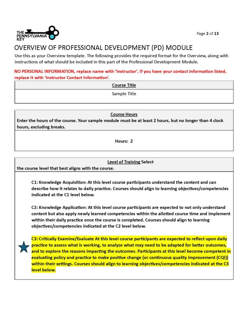 Sample Module - The Pennsylvania Key