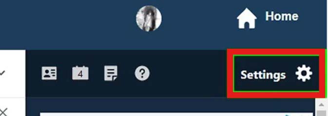 Yahoo Mail sidebar with the More menu expanded and the Settings option highlighted.