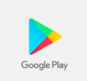 Google Play icon with multicolored triangular logo and ‘Google Play’ text on a light background.