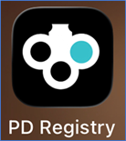PD Registry app icon with a circular design on a dark background labeled ‘PD Registry.’