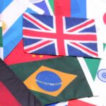 Collection of international flags representing countries from around the world.